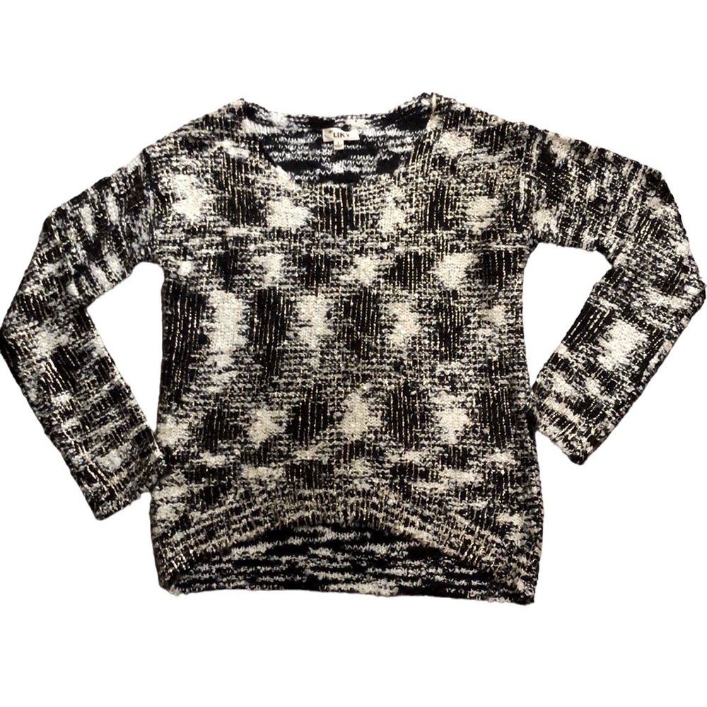 Liky | Black White & Metallic Gold Sweater